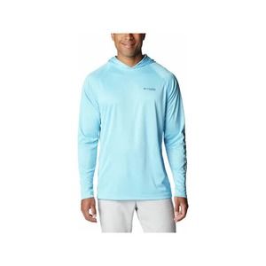 Mens Columbia PFG Terminal Tackle Fishing Long-Sleeve Hoodie - Aqua Blue XLarge